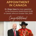 Dr. Ukpai, Anti-Malaria, AIDS Advocate, Bags Health Board Appointment In Canada